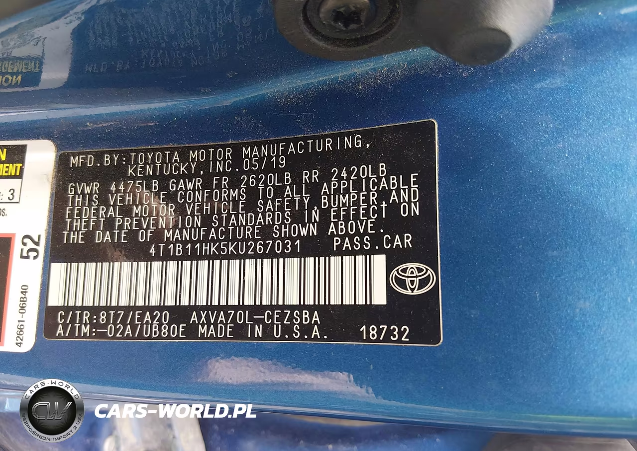 2019 Toyota Camry Se VIN:4T1B11HK5KU267031 - 8