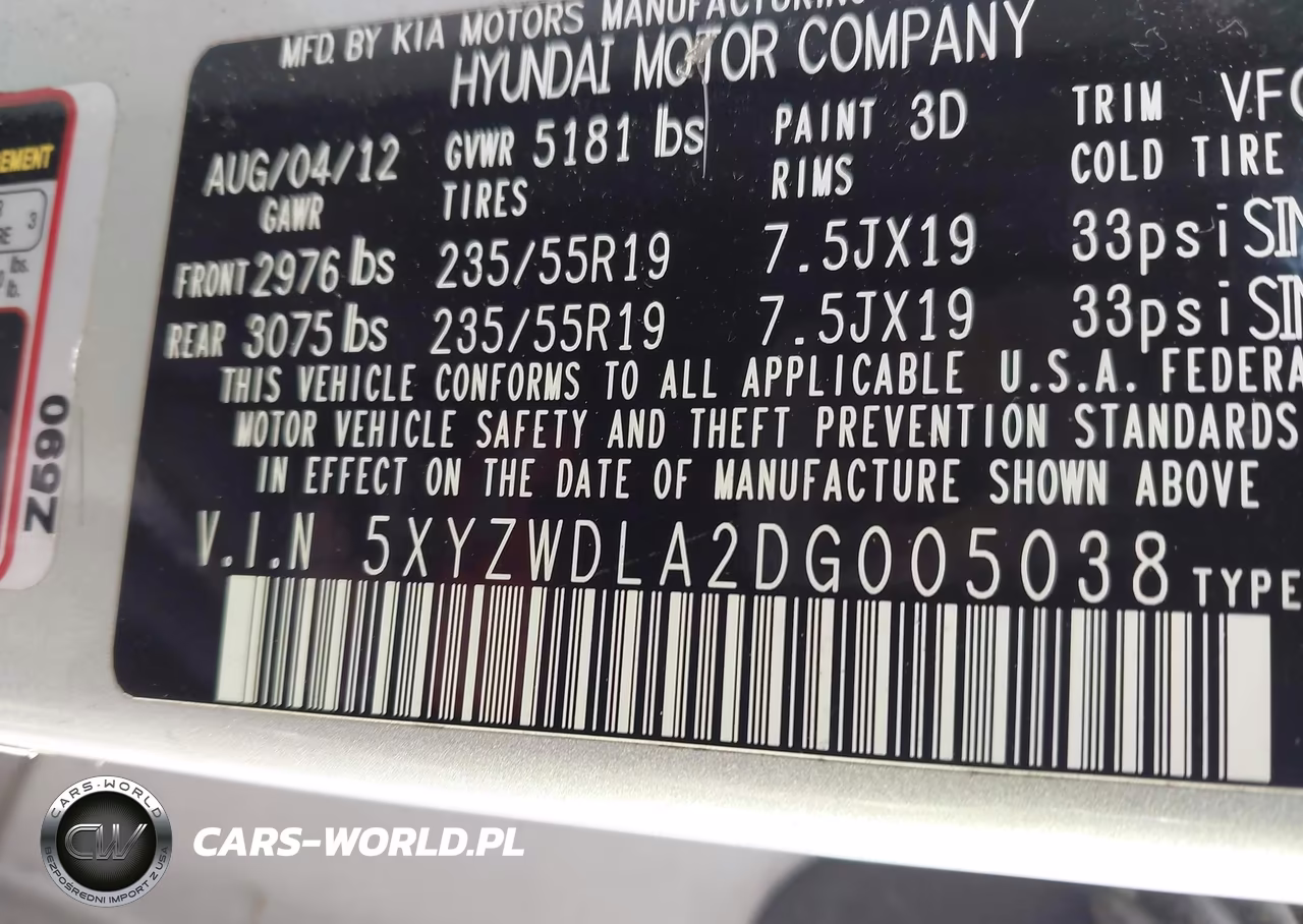 2013 Hyundai Santa Fe Sport 2.0T VIN:5XYZWDLA2DG005038 - 9