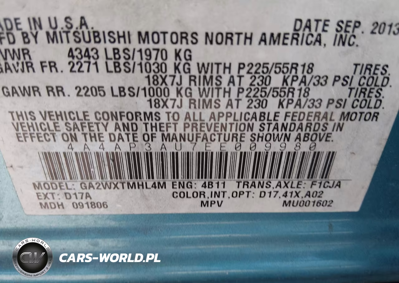 2014 Mitsubishi Outlander Sport Es VIN:4A4AP3AU7EE009980 - 9