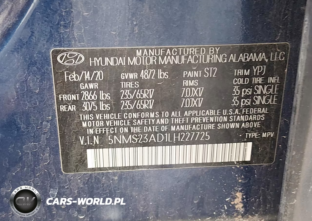 2020 Hyundai Santa Fe Se VIN:5NMS23AD1LH227725 - 9