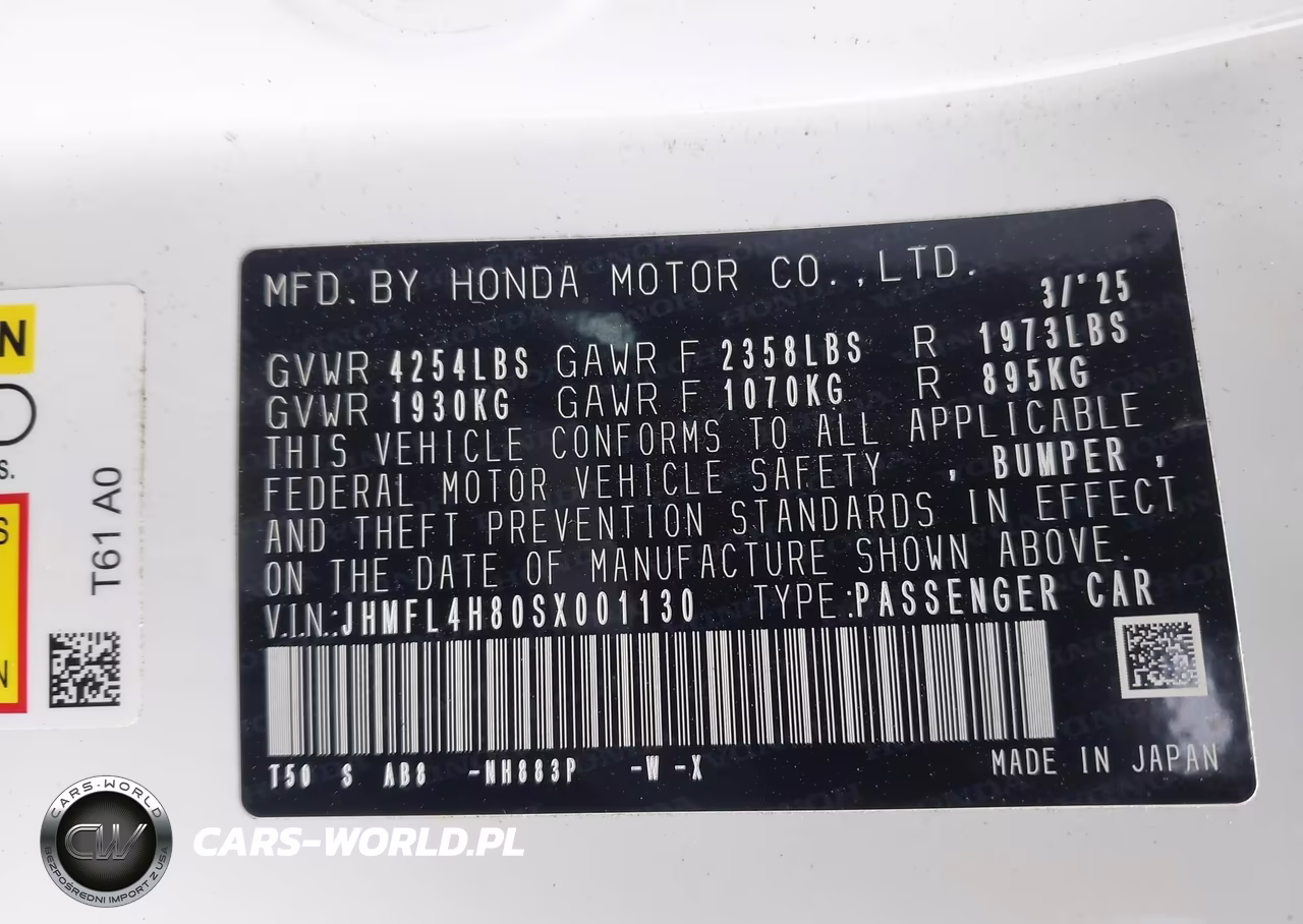 2025 Honda Civic Hybrid Sport VIN:JHMFL4H80SX001130 - 9