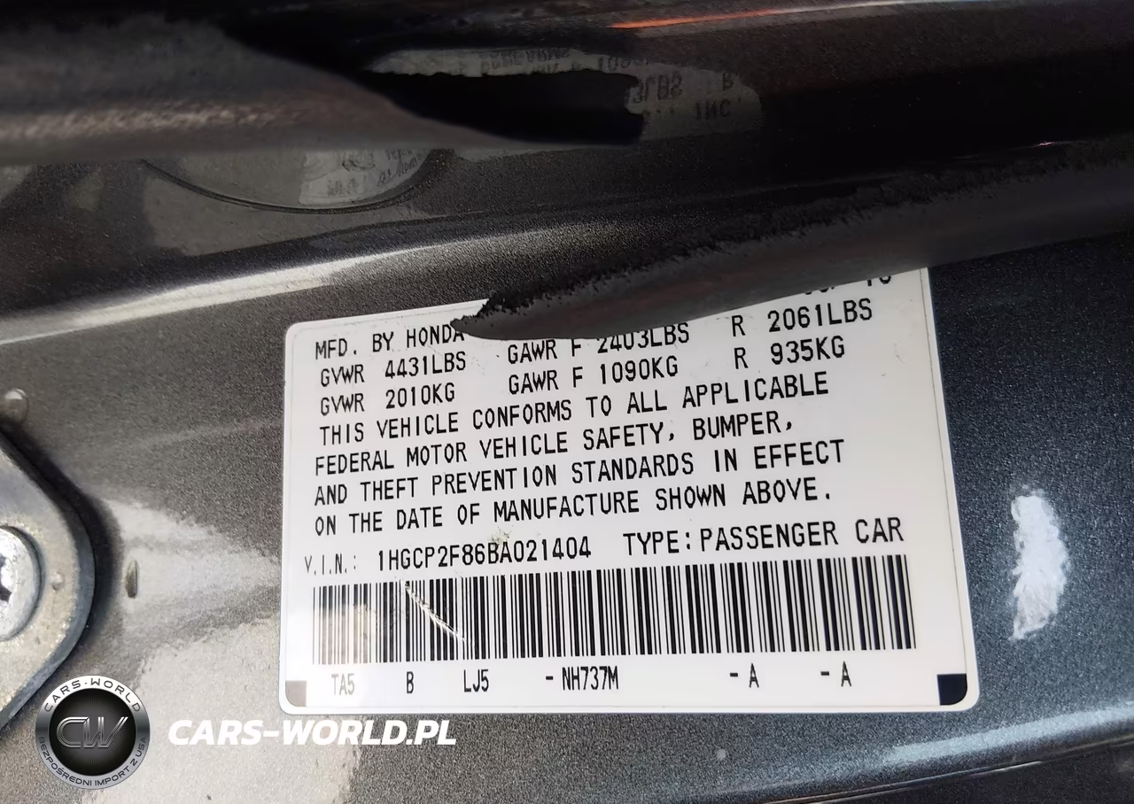 2011 Honda Accord 2.4 Ex-L VIN:1HGCP2F86BA021404 - 9