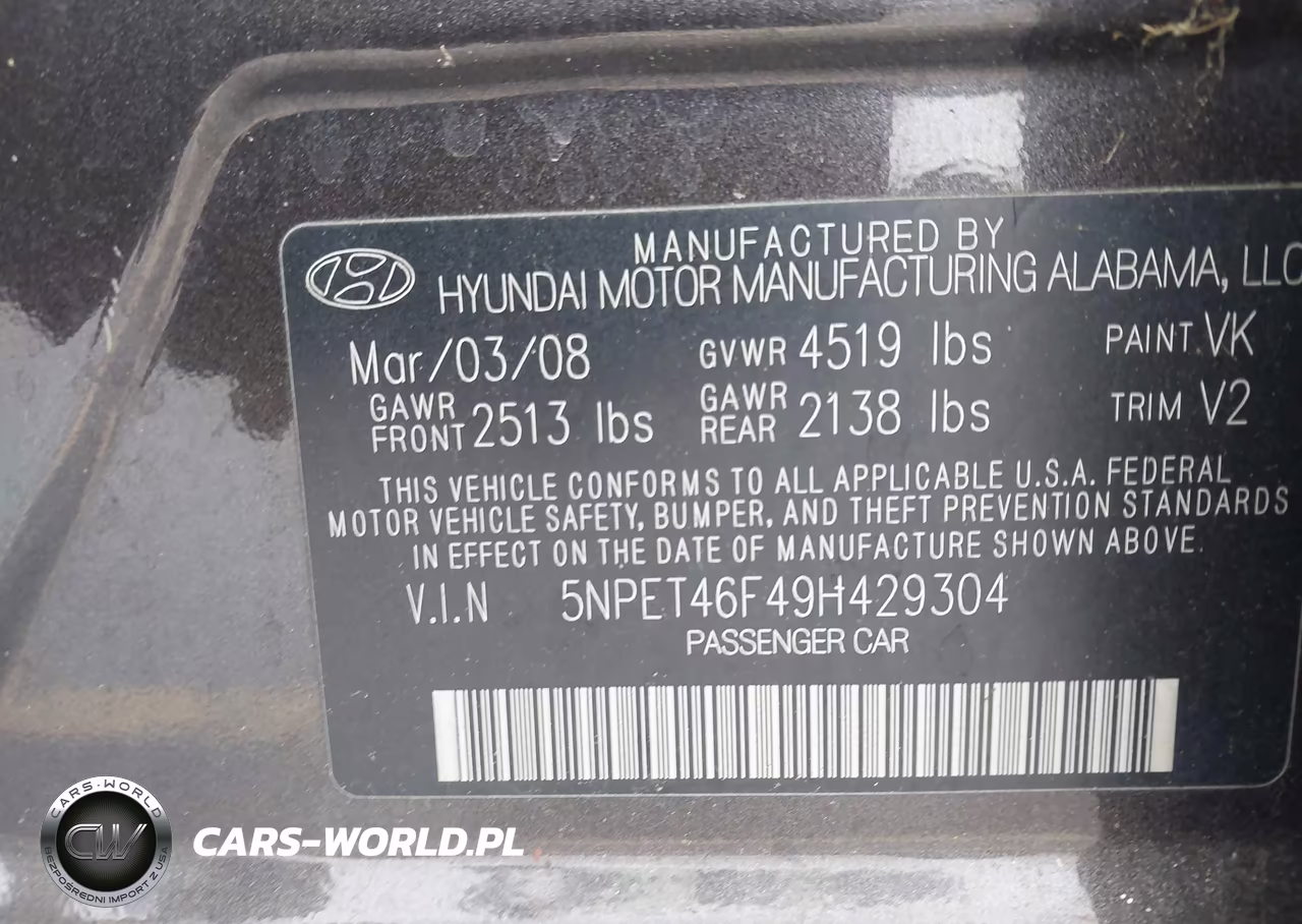 2009 Hyundai Sonata VIN:5NPET46F49H429304 - 9