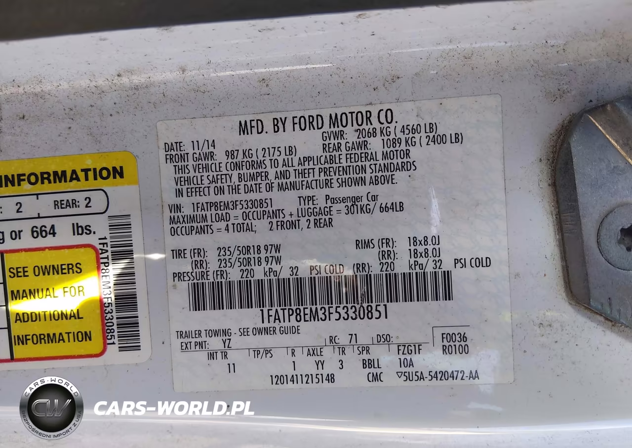 2015 Ford Mustang V6 VIN:1FATP8EM3F5330851 - 9