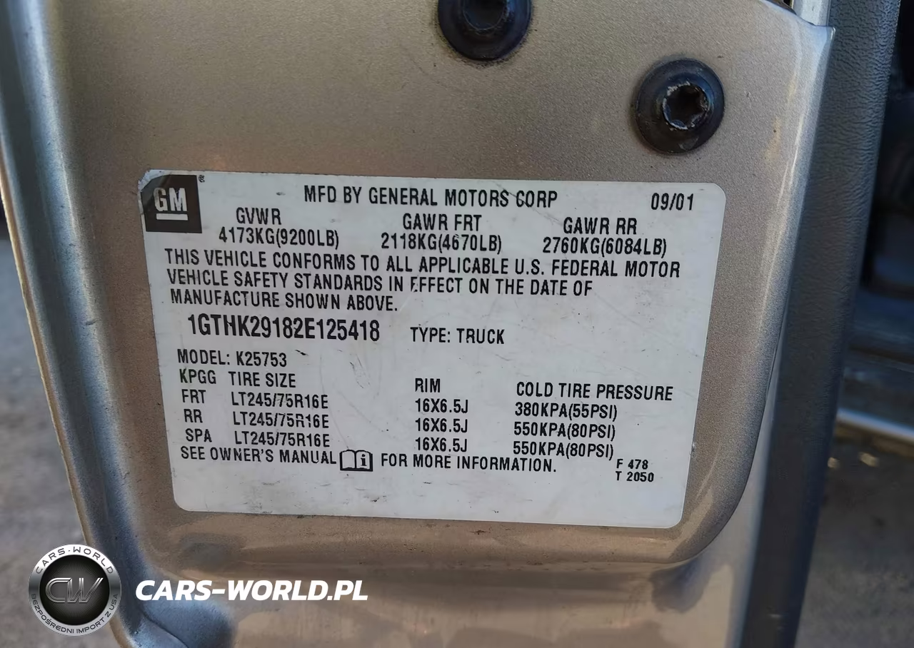 2002 GMC Sierra 2500Hd Sle VIN:1GTHK29182E125418 - 9