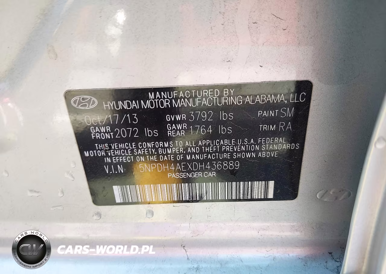 2013 Hyundai Elantra Gls VIN:5NPDH4AEXDH436889 - 9