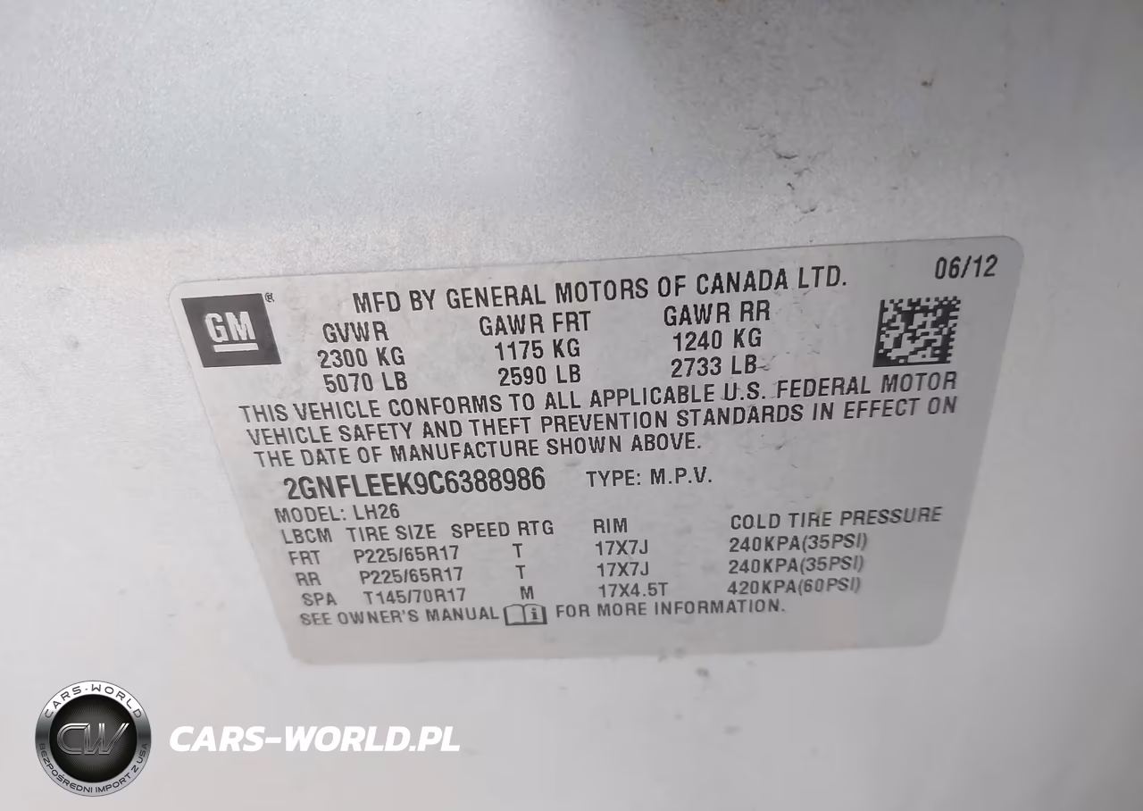 2012 Chevrolet Equinox 1Lt VIN:2GNFLEEK9C6388986 - 9