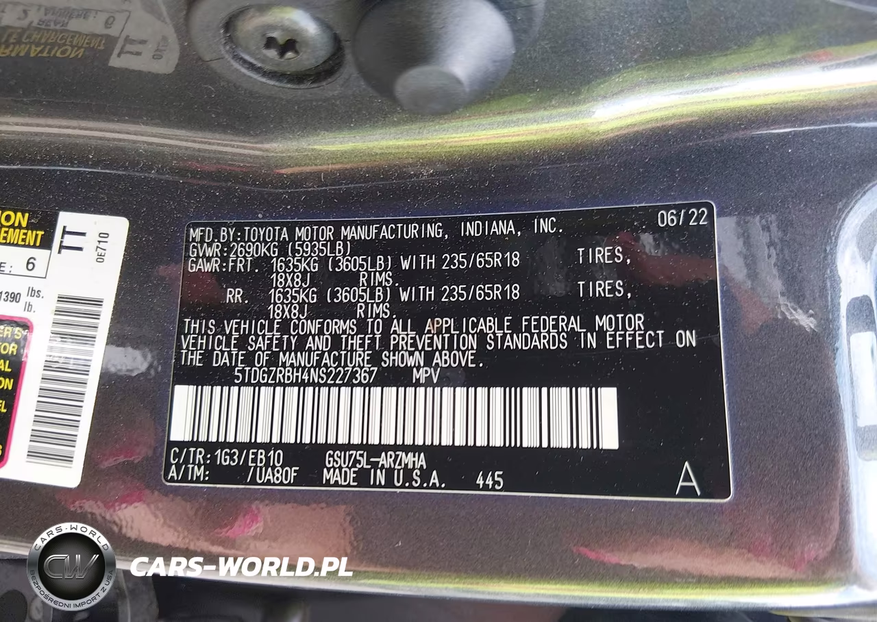 2022 Toyota Highlander Xle VIN:5TDGZRBH4NS227367 - 9