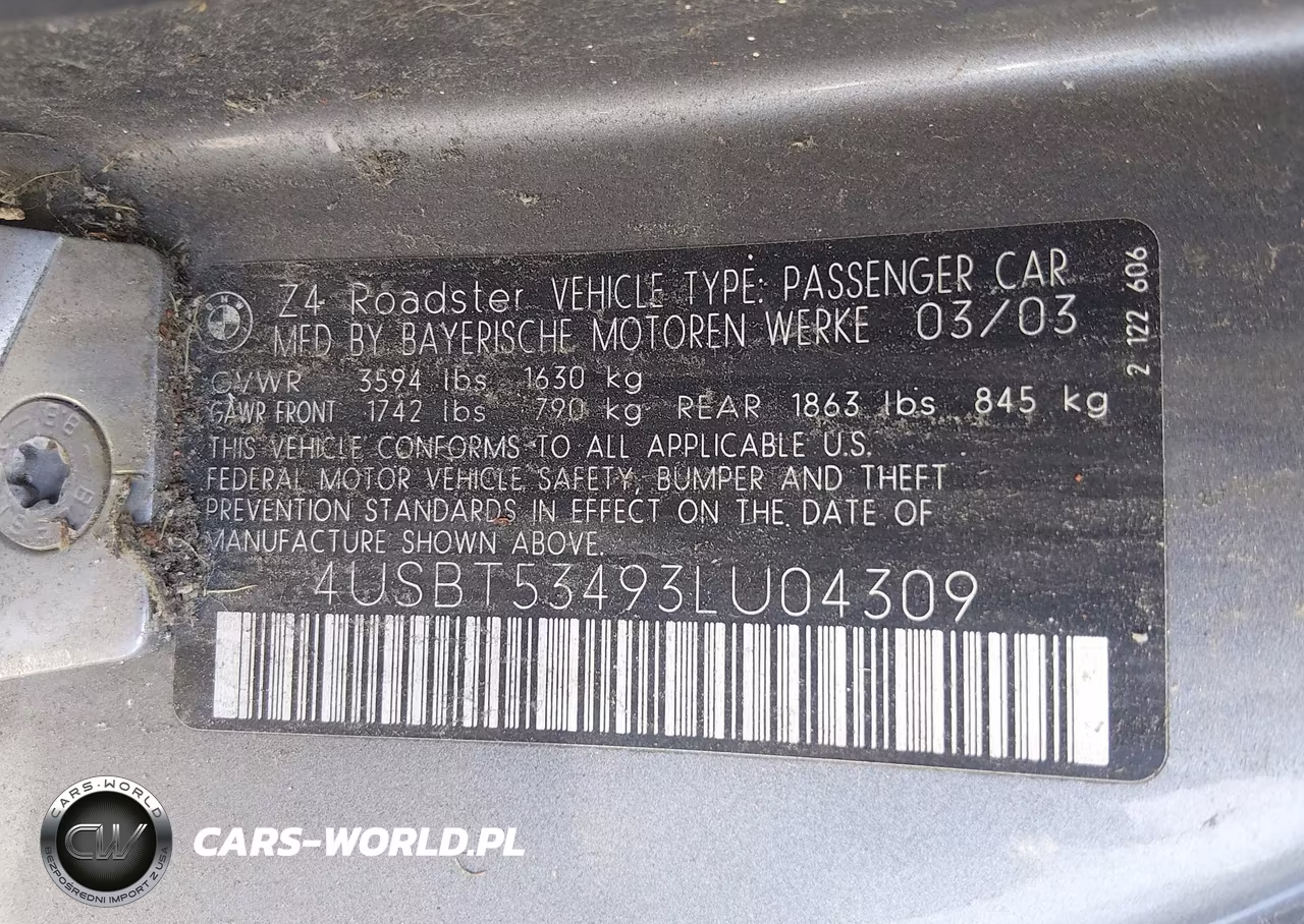 2003 BMW Z4 3.0I VIN:4USBT53493LU04309 - 9