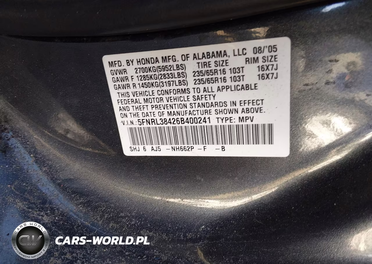 2006 Honda Odyssey Ex VIN:5FNRL38426B400241 - 9