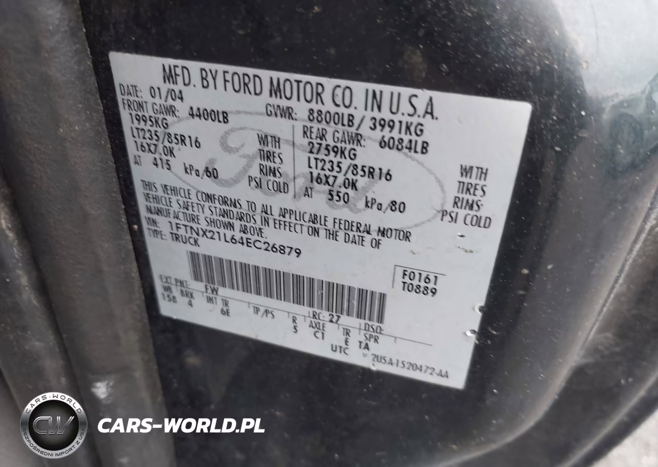 2004 Ford F-250 Lariat-Xl-Xlt VIN:1FTNX21L64EC26879 - 9
