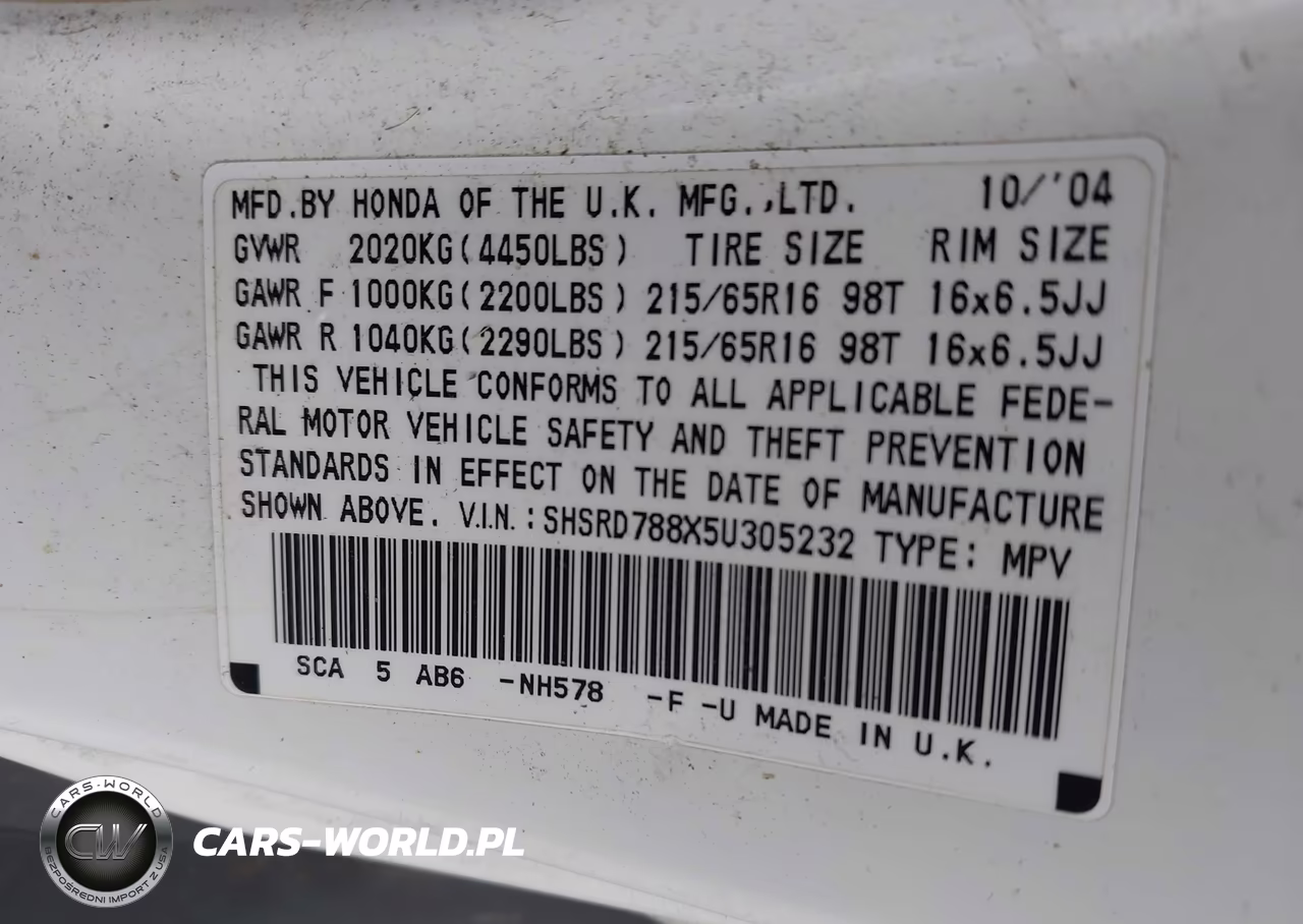 2005 Honda Cr-V Ex VIN:SHSRD788X5U305232 - 9