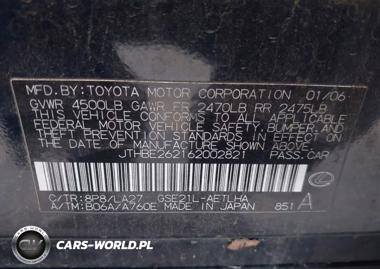 2006 Lexus Is 350 VIN:JTHBE262162002821 - 9