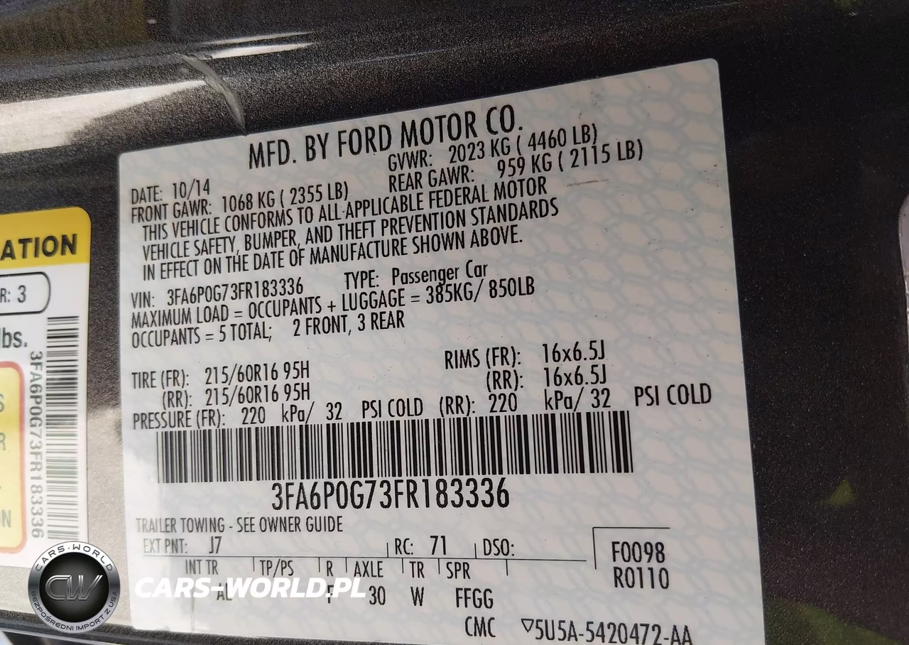 2015 Ford Fusion S VIN:3FA6P0G73FR183336 - 9