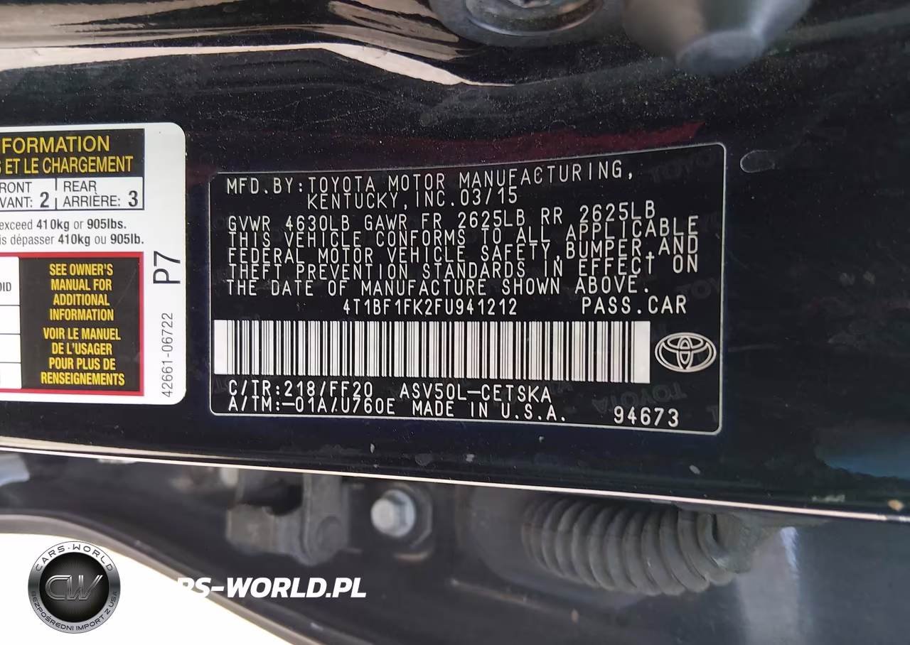 2015 Toyota Camry Se VIN:4T1BF1FK2FU941212 - 9