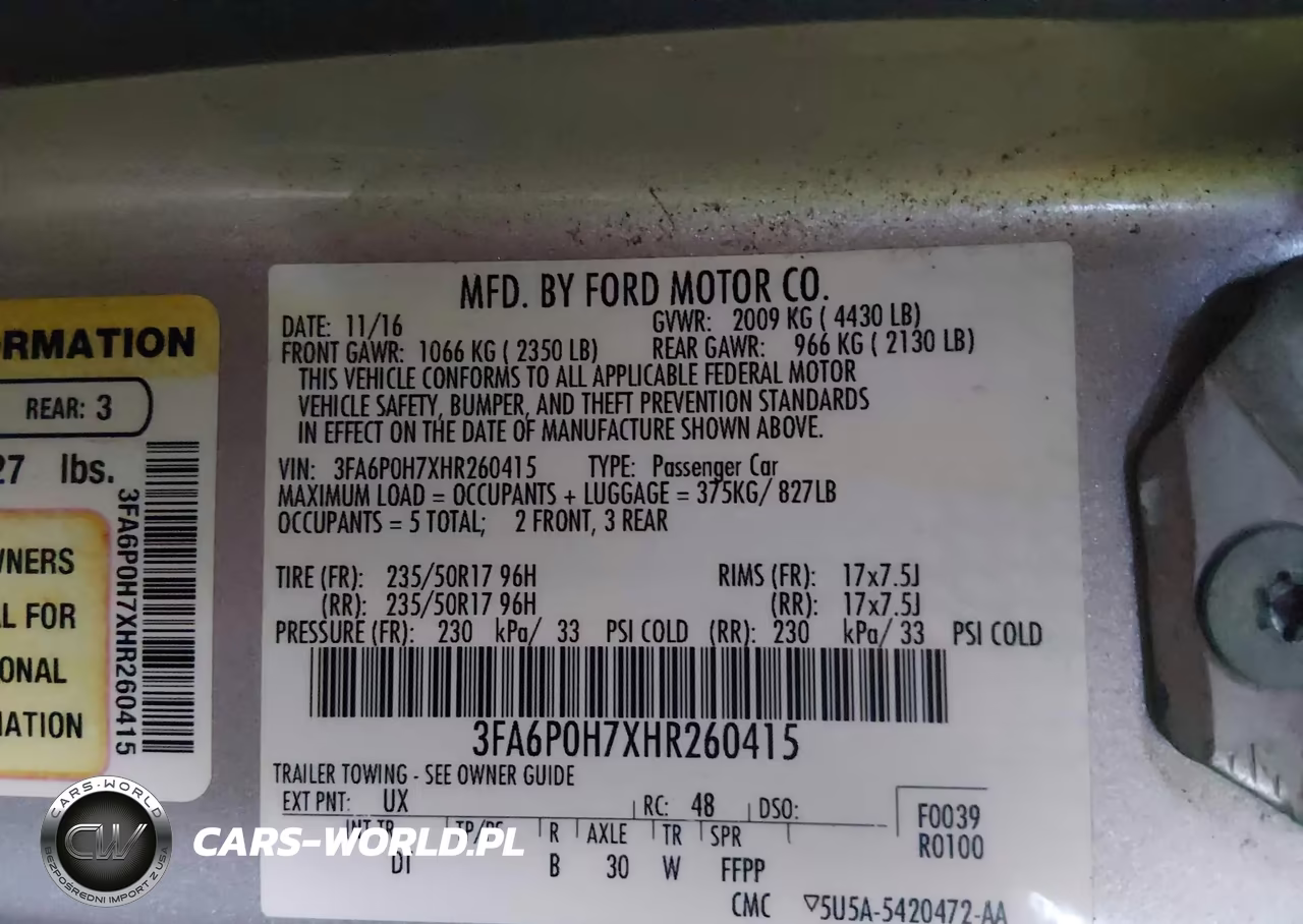 2017 Ford Fusion Se VIN:3FA6P0H7XHR260415 - 9
