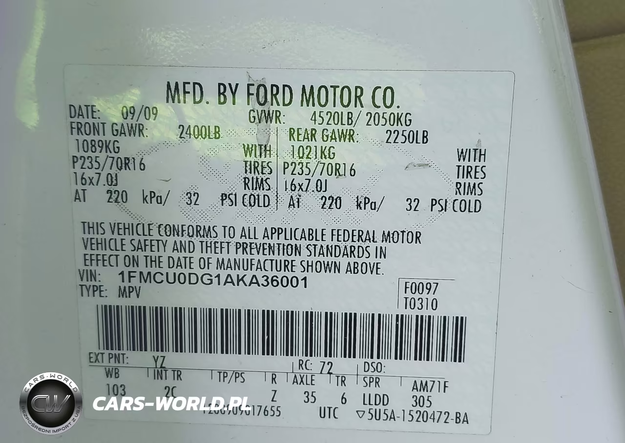 2010 Ford Escape Xlt VIN:1FMCU0DG1AKA36001 - 9