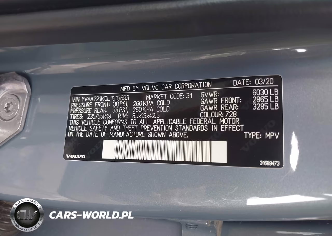 2020 Volvo Xc90 T6 Momentum 6 Passenger VIN:YV4A221K0L1613693 - 9