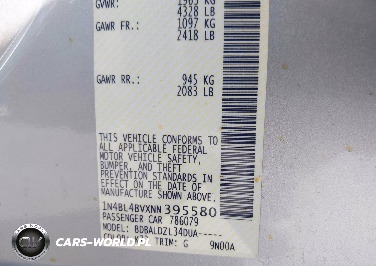 2022 Nissan Altima S Fwd VIN:1N4BL4BVXNN395580 - 9
