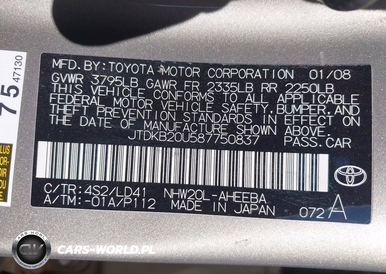 2008 Toyota Prius VIN:JTDKB20U587750837 - 9