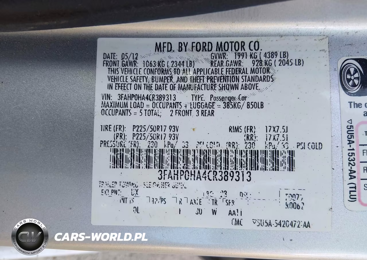 2012 Ford Fusion Se VIN:3FAHP0HA4CR389313 - 9