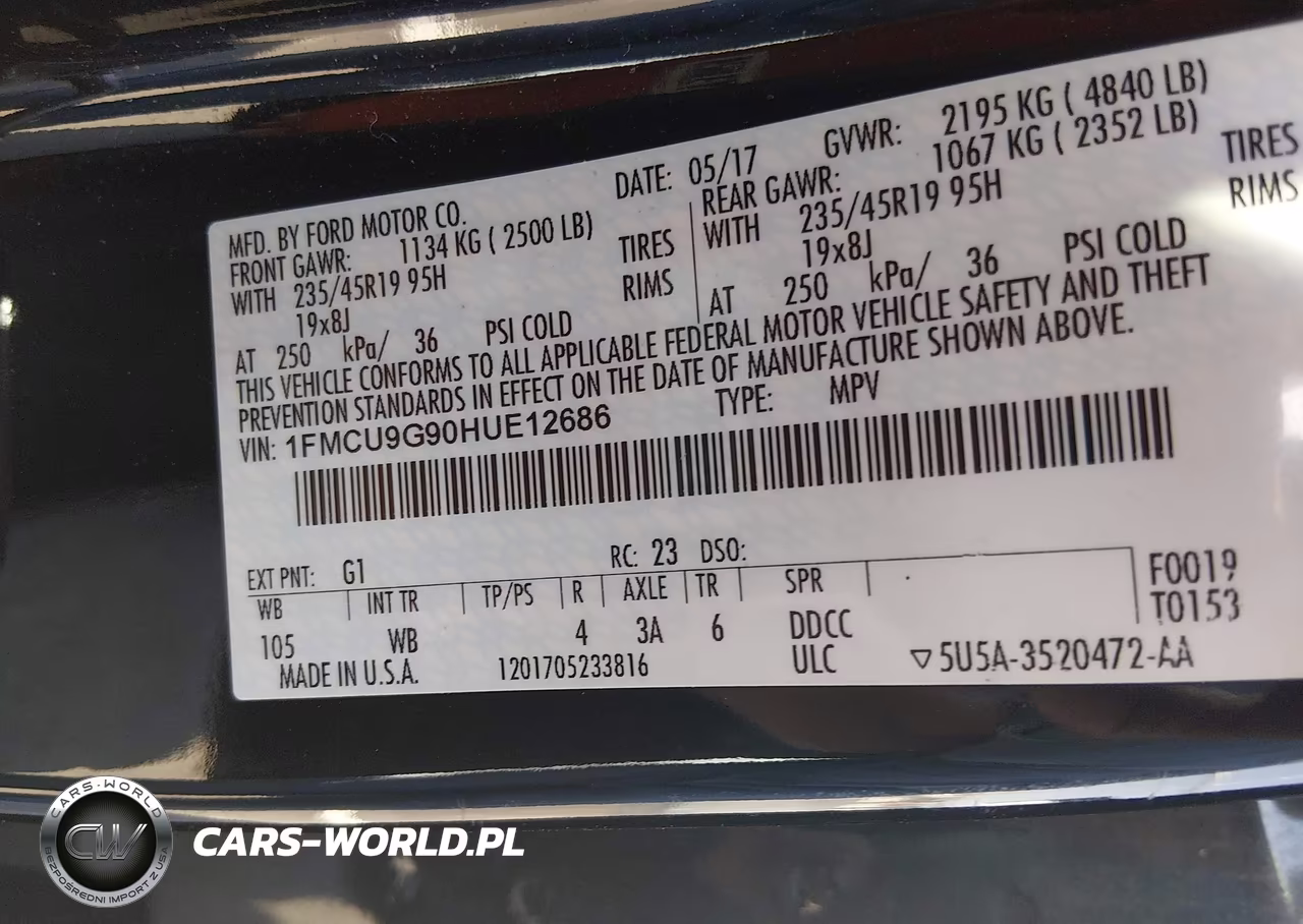 2017 Ford Escape Se VIN:1FMCU9G90HUE12686 - 9