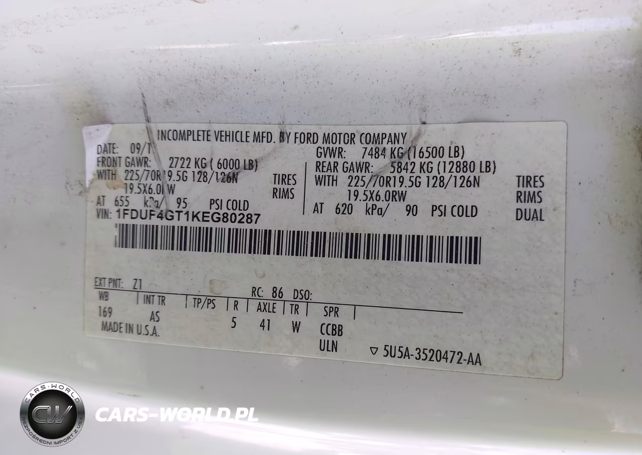 2019 Ford F-450 Chassis Xl VIN:1FDUF4GT1KEG80287 - 9