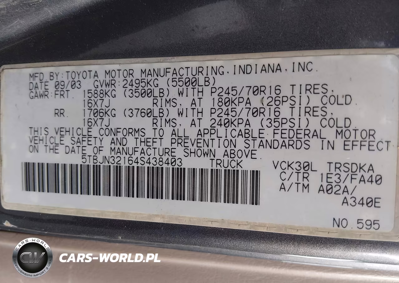 2004 Toyota Tundra VIN:5TBJN32164S438403 - 9