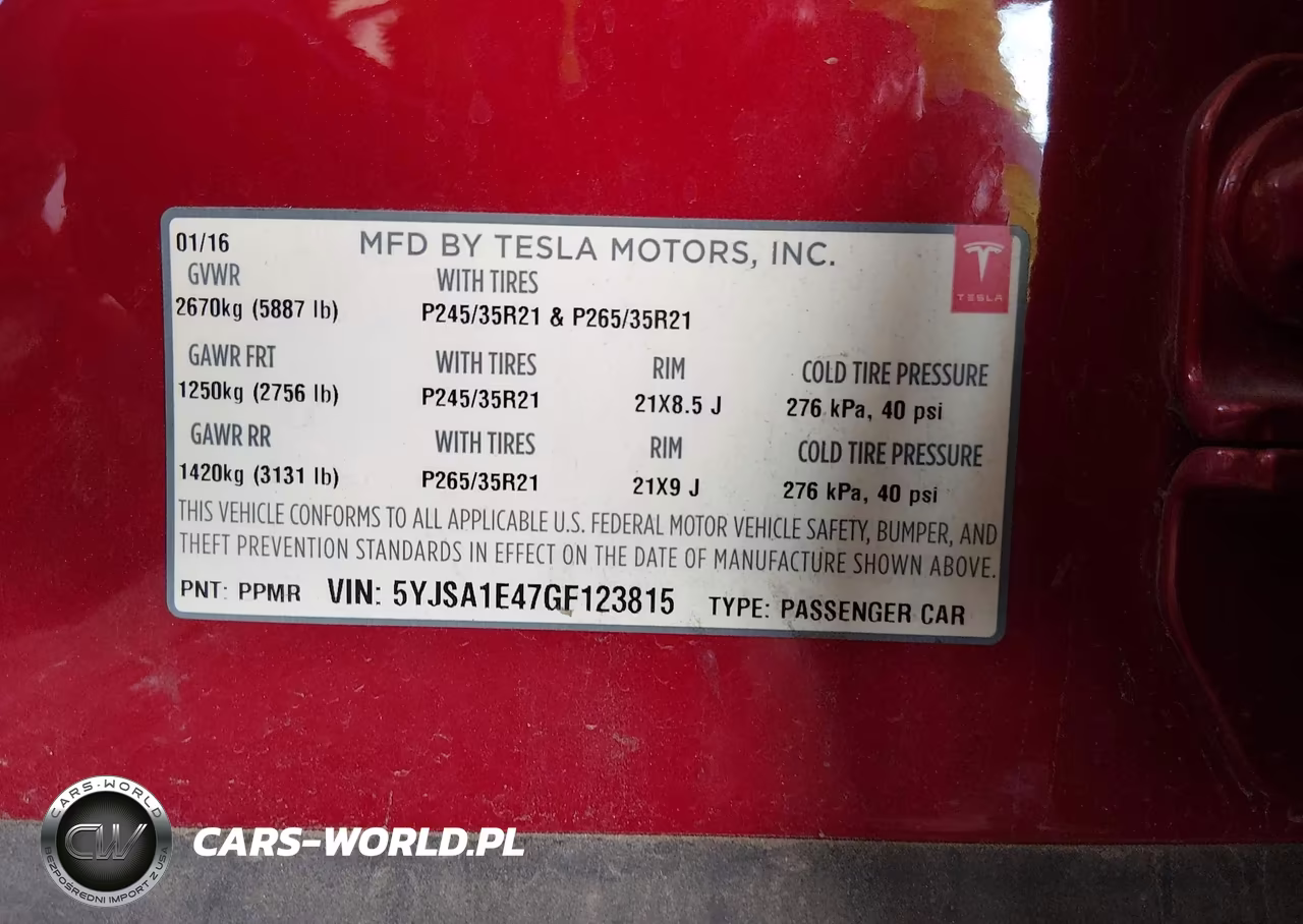 2016 Tesla Model S 90D-P100D-P85D-P90D VIN:5YJSA1E47GF123815 - 9