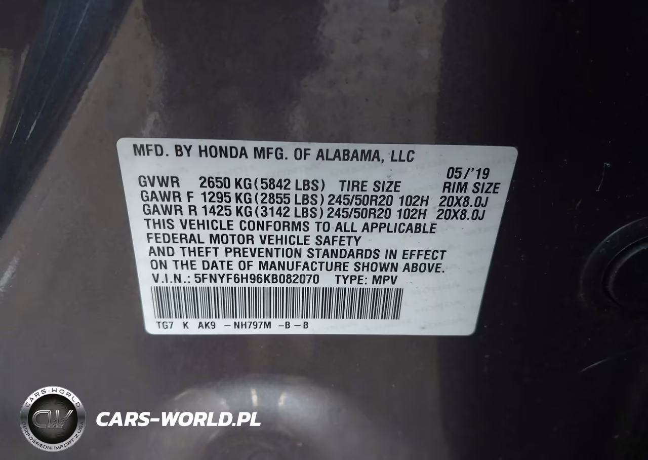 2019 Honda Pilot Touring VIN:5FNYF6H96KB082070 - 9