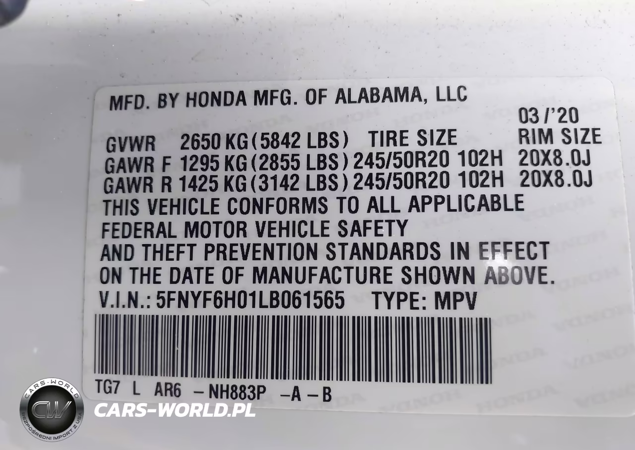 2020 Honda Pilot Awd Elite VIN:5FNYF6H01LB061565 - 9