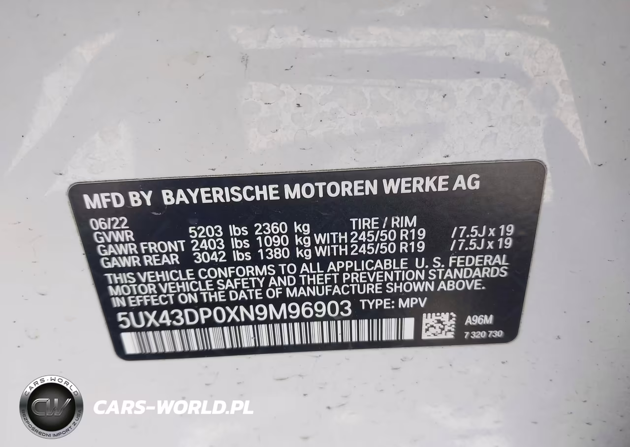 2022 BMW X3 Sdrive30I VIN:5UX43DP0XN9M96903 - 9