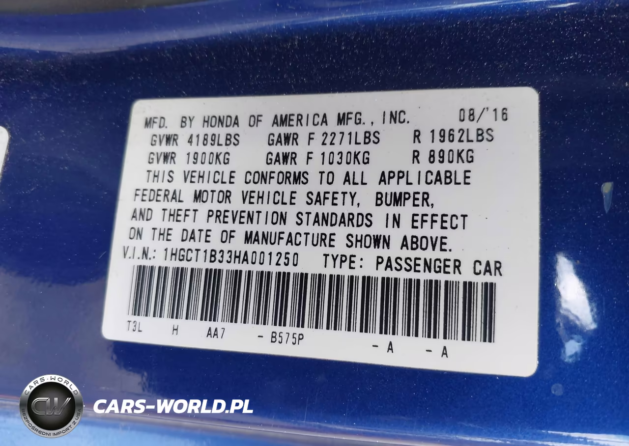 2017 Honda Accord Lx-S VIN:1HGCT1B33HA001250 - 9
