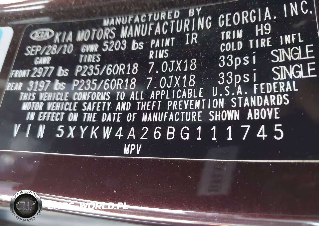 2011 Kia Sorento Sx V6 VIN:5XYKW4A26BG111745 - 9