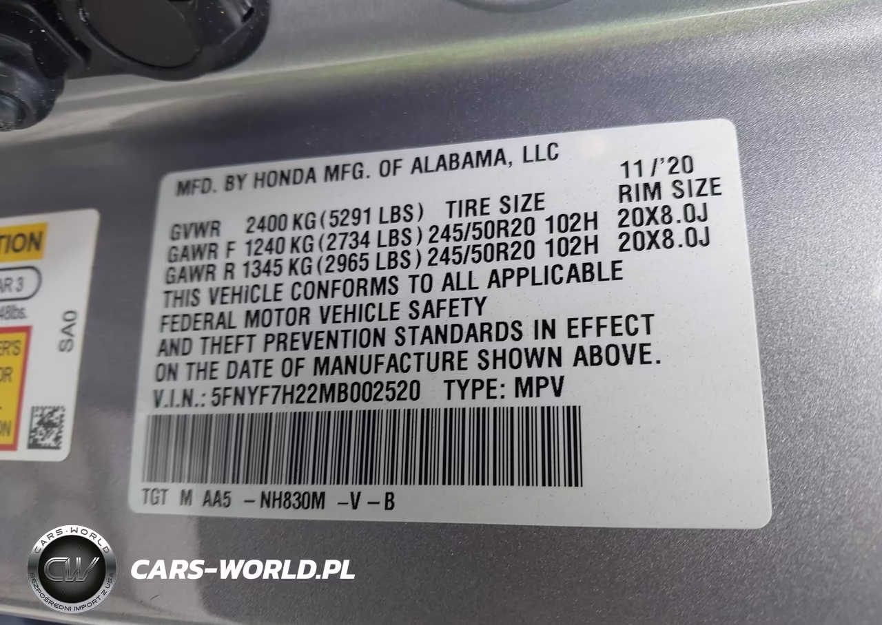 2021 Honda Passport 2Wd Sport VIN:5FNYF7H22MB002520 - 9