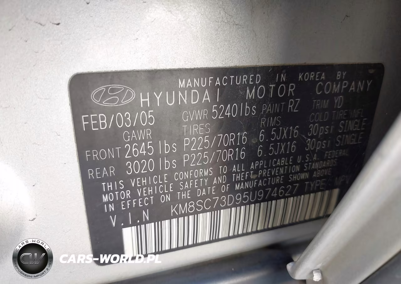2005 Hyundai Santa Fe Gls VIN:KM8SC73D95U974627 - 9