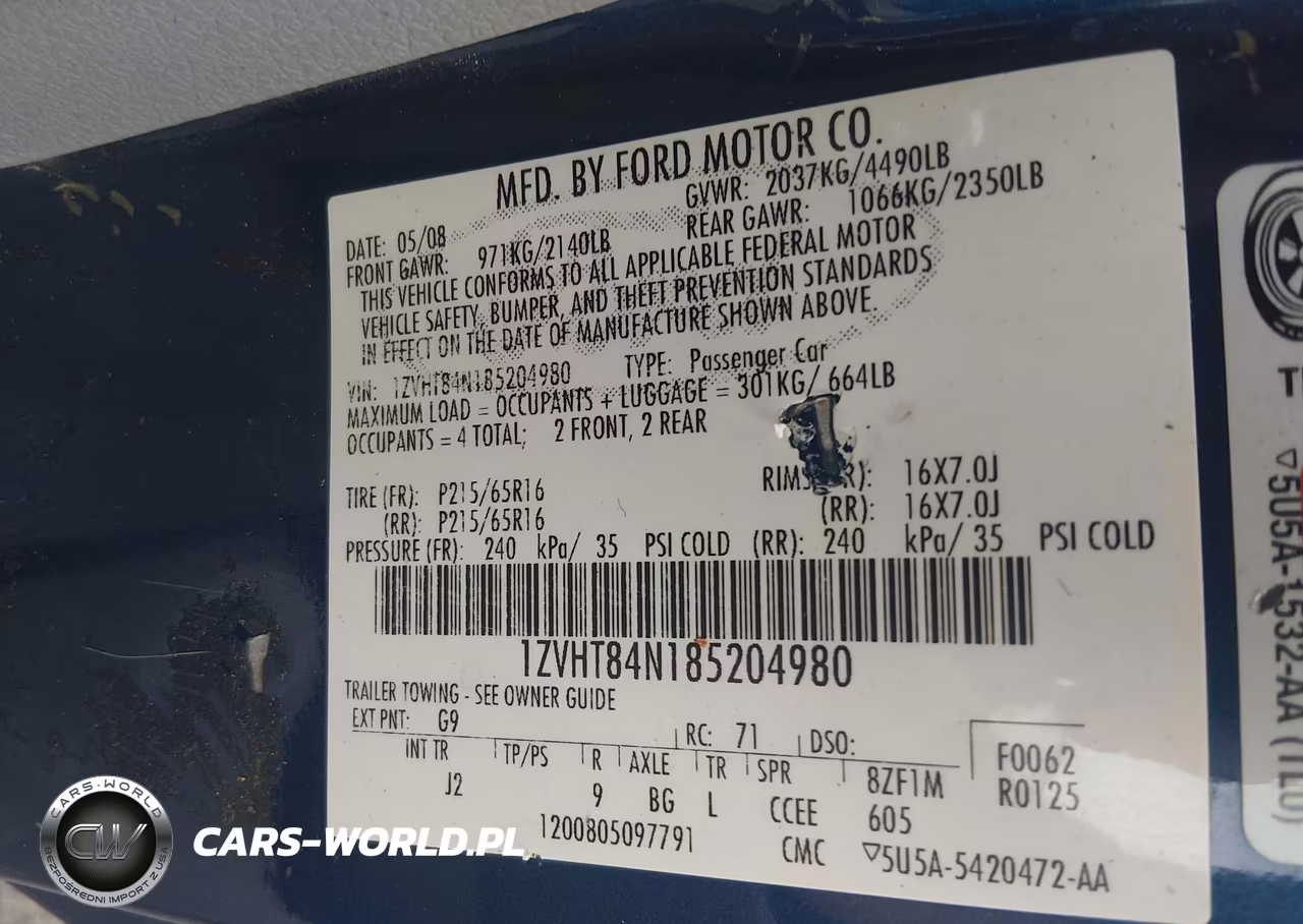 2008 Ford Mustang V6 Deluxe-V6 Premium VIN:1ZVHT84N185204980 - 9