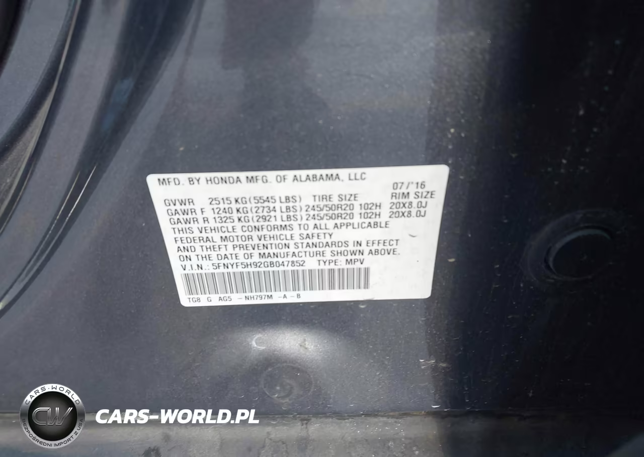 2016 Honda Pilot Touring VIN:5FNYF5H92GB047852 - 9