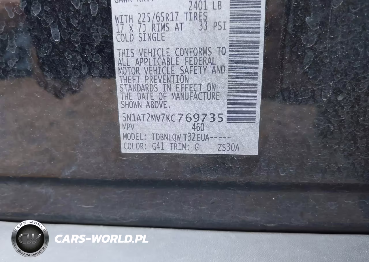 2019 Nissan Rogue Sv VIN:5N1AT2MV7KC769735 - 9