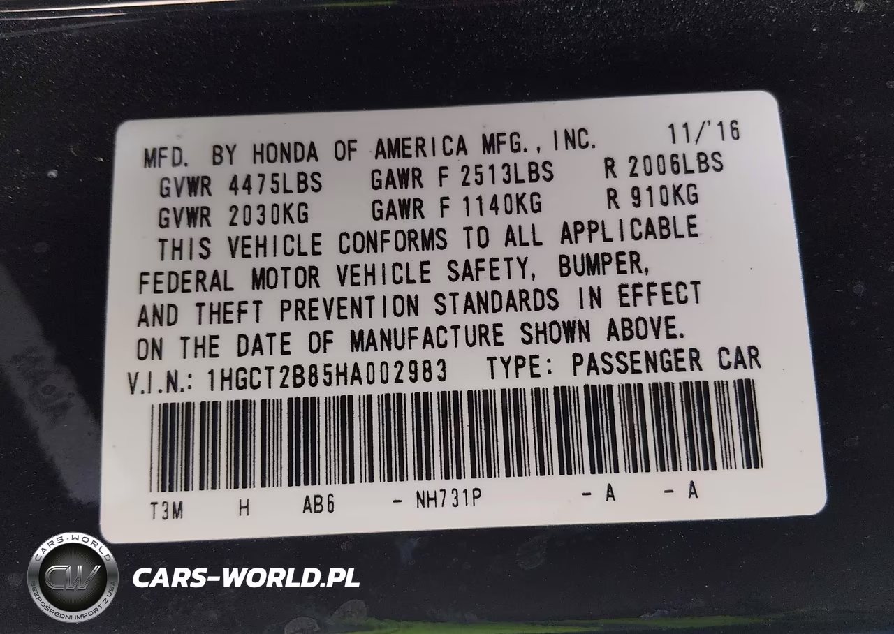2017 Honda Accord Ex-L V6 VIN:1HGCT2B85HA002983 - 9
