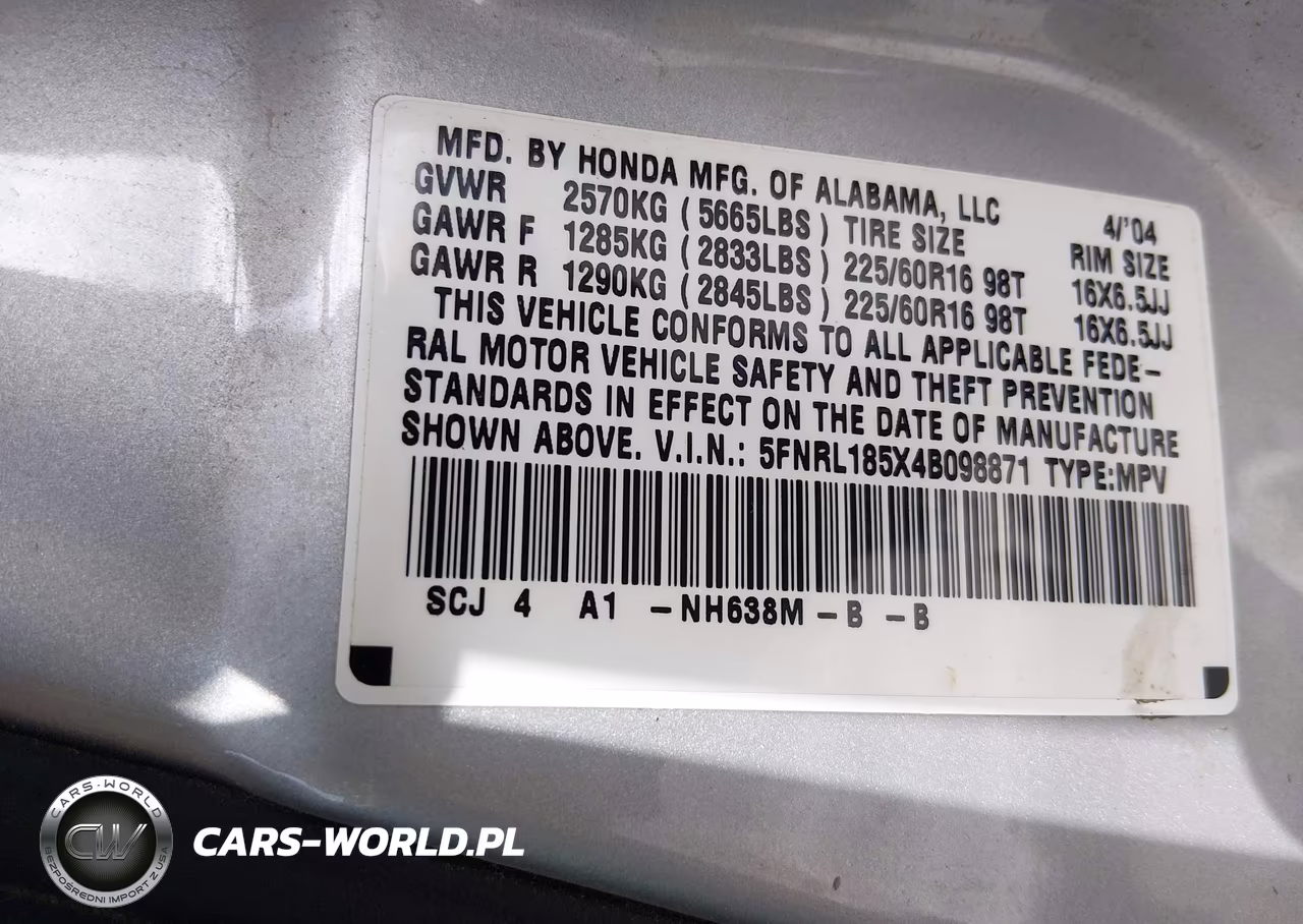 2004 Honda Odyssey Lx VIN:5FNRL185X4B098871 - 9