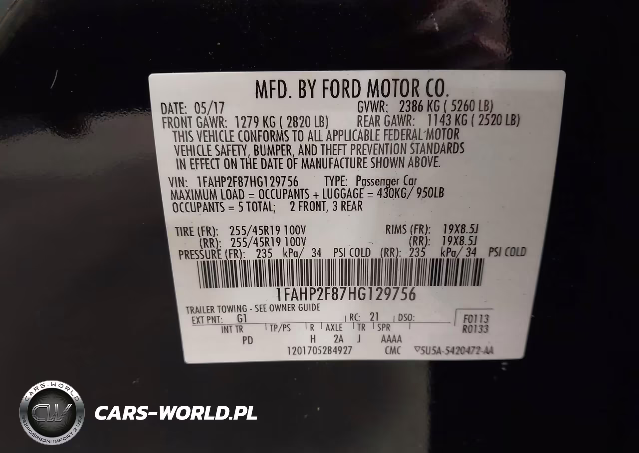 FORD TAURUS LIM VIN:1FAHP2F87HG129756 - 9