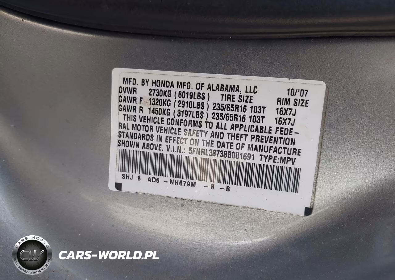 2008 Honda Odyssey Ex-L VIN:5FNRL38738B001691 - 9