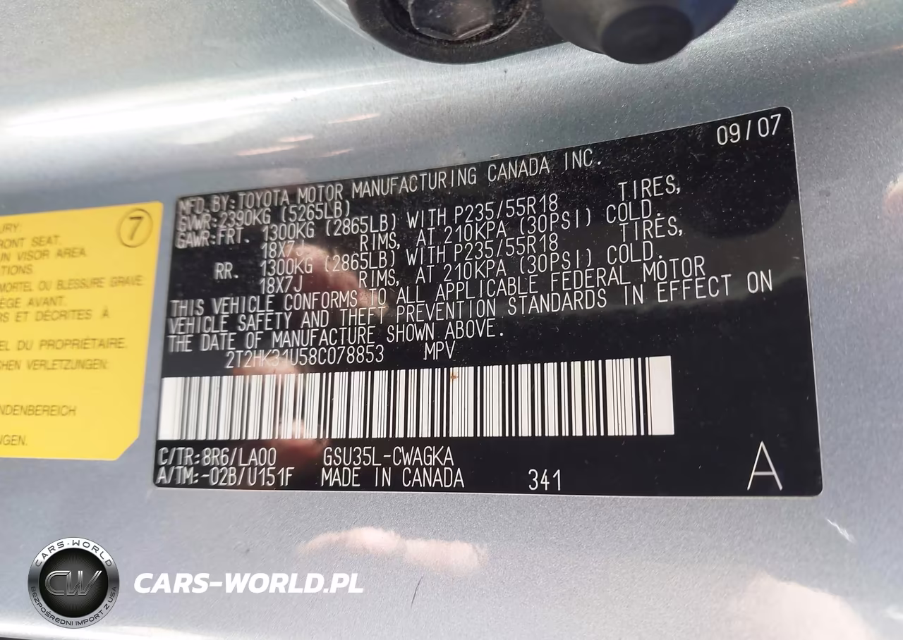 2008 Lexus Rx 350 VIN:2T2HK31U58C078853 - 9