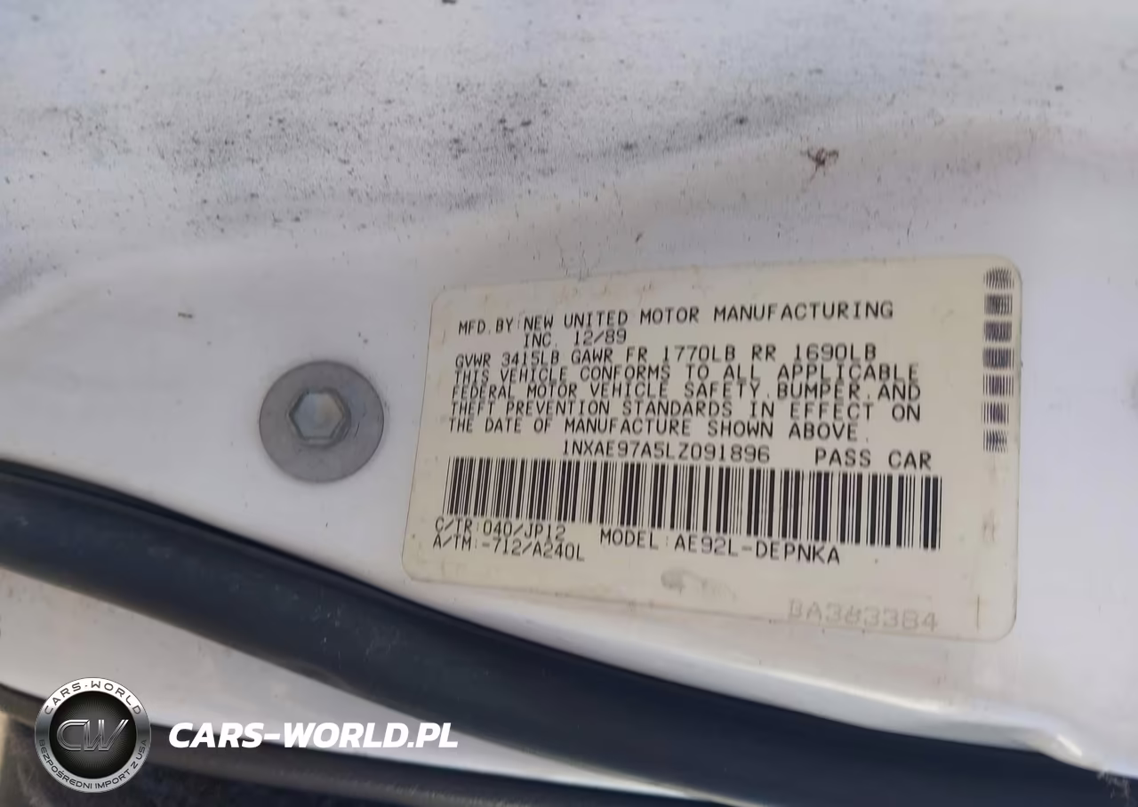1990 Toyota Corolla Le VIN:1NXAE97A5LZ091896 - 9