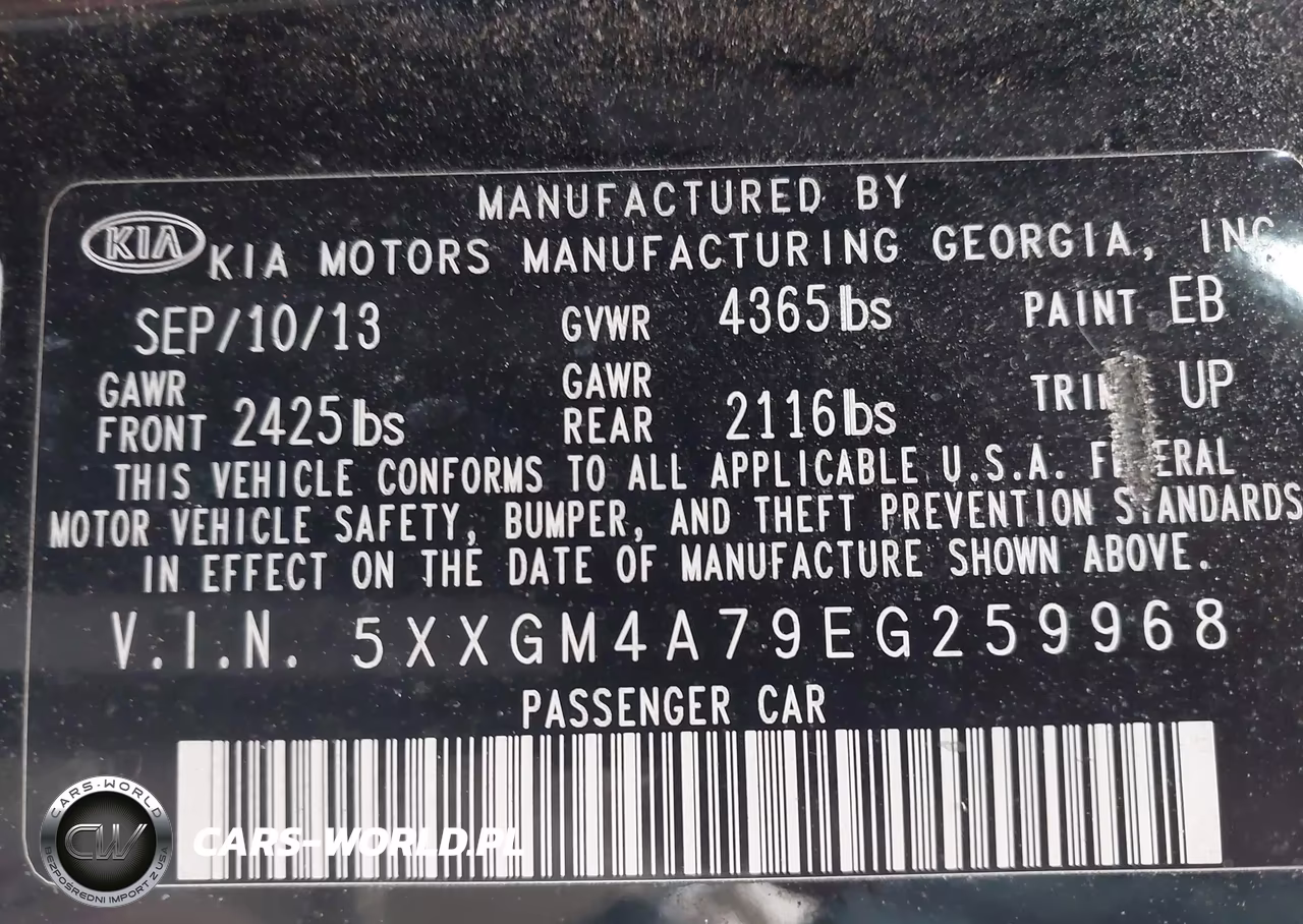 2014 Kia Optima Lx VIN:5XXGM4A79EG259968 - 9