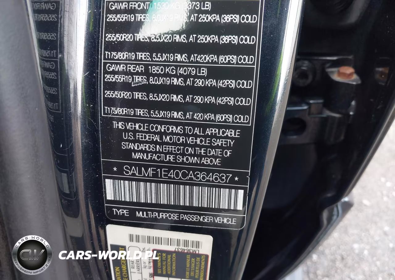 2012 Land Rover Range Rover Supercharged VIN:SALMF1E40CA364637 - 9