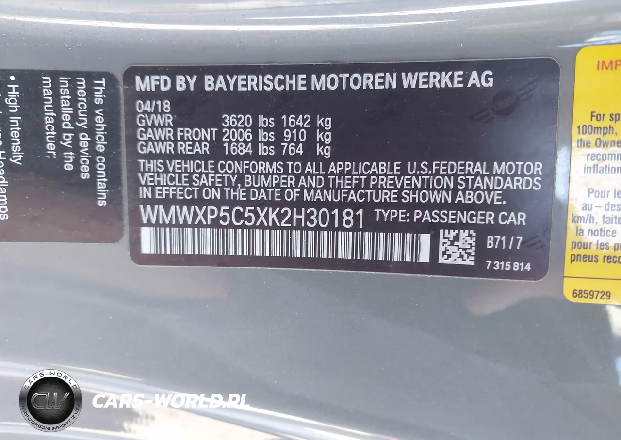 2019 Mini Hardtop Cooper VIN:WMWXP5C5XK2H30181 - 9