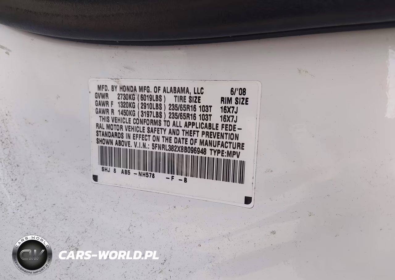 2008 Honda Odyssey Lx VIN:5FNRL382X8B096948 - 9