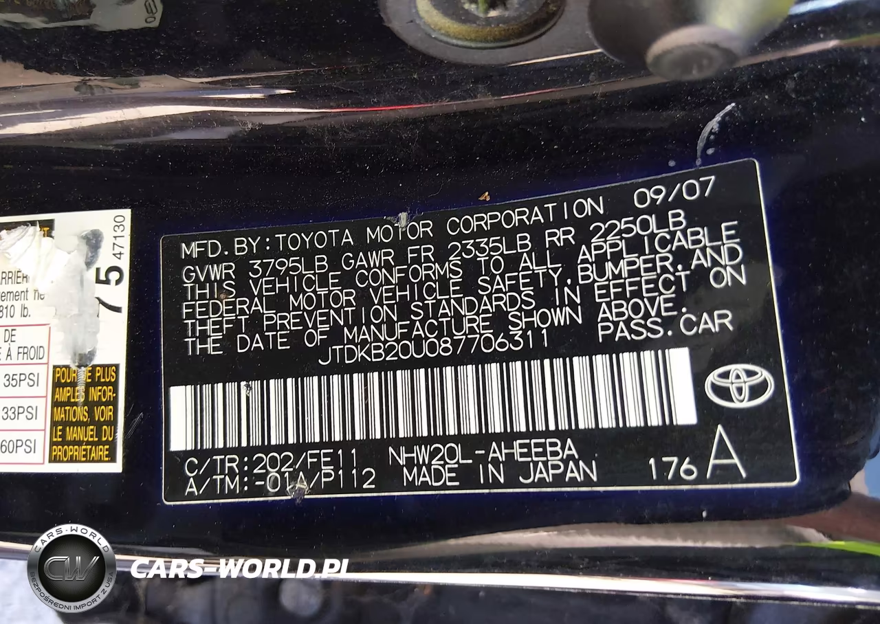 2008 Toyota Prius VIN:JTDKB20U087706311 - 9